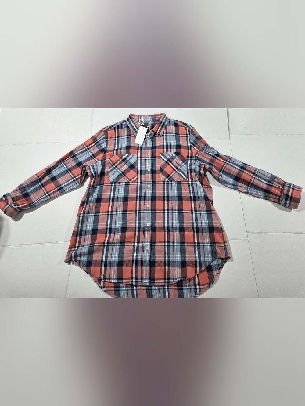 Ralph Lauren Plaid Button-Up Shirt - Coral & Navy